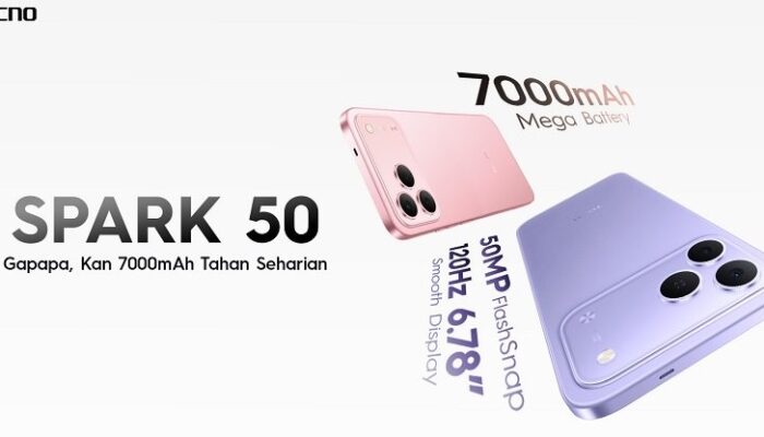 Tecno Spark 50 Resmi Meluncur di Indonesia, HP Rp1 Jutaan dengan Baterai 7000mAh dan Fitur AI