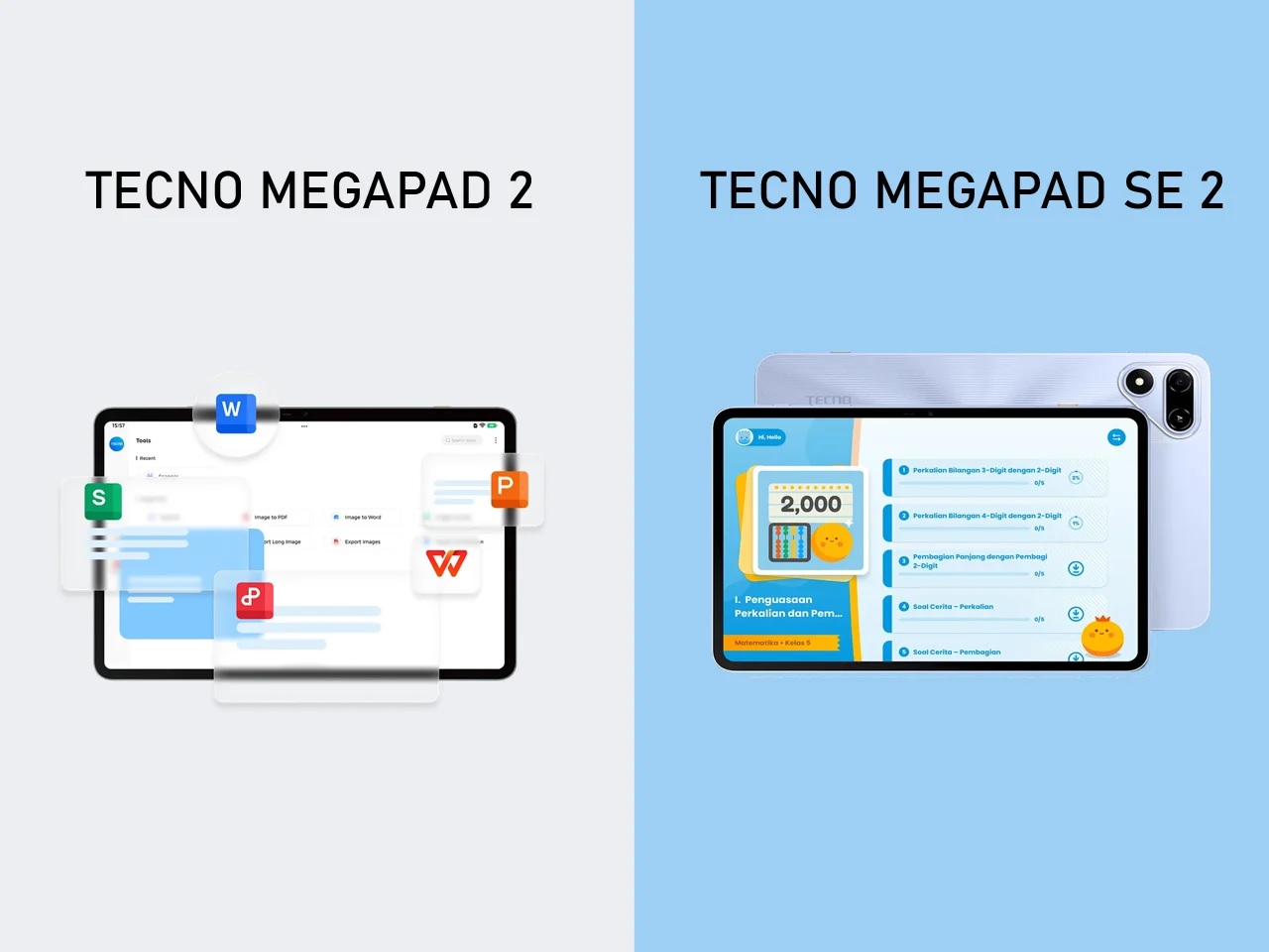 TECNO MEGAPAD 2 vs MEGAPAD SE 2, Ini Perbedaan Spesifikasi dan Harganya